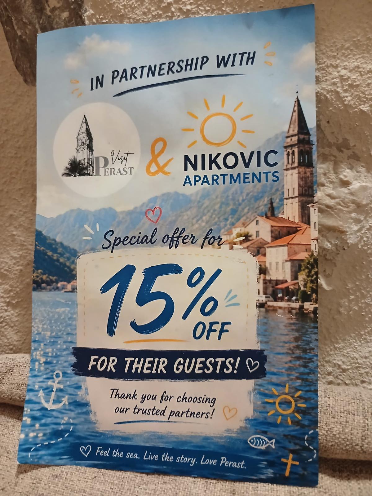Partnerstvo Visit Perast i Nikovic Apartments — 15% popusta za goste